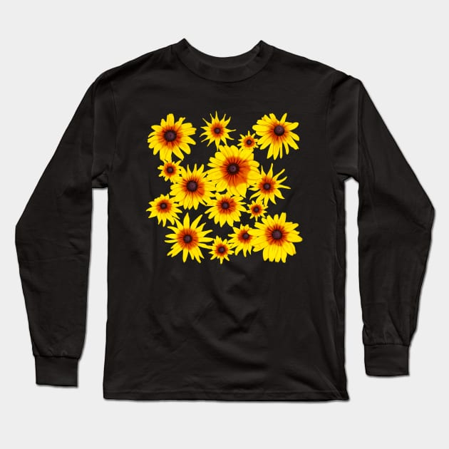Blooming Yellow Flowers Long Sleeve T-Shirt by DrawingEggen